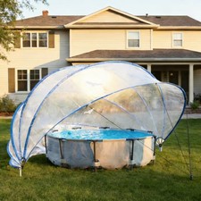 16Ft Retractable Pool Cover PVC Film Fiberglass Rod Pool Fence for Outdo G2U picture