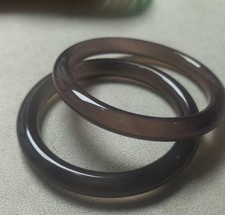 51-52 MM Certified Natural Agate Grey ice  Jade Bracelet Bangle picture