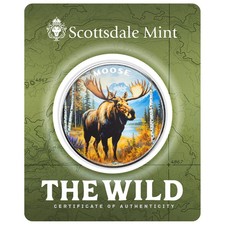 MOOSE - Colorized Silver Round - Scottsdale 1 oz .999 Fine Silver BU THE WILD picture