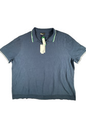The Commons Textured Jacquard Polo Jersey Sweater Mens 3XL Navy Collared Retro picture