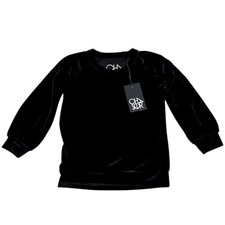 Chaser Girls Size 6 Black Velvet Long Sleeve Crew Neck Pullover Sweatshirt NWT picture