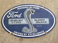 VINTAGE FORD SHELBY COBRA PORCELAIN  SIGN GAS STATION PUMP PLATE OIL. 15