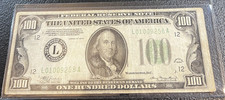 US Paper money OLD 1934 $100 dollar error small misaligned miscut picture