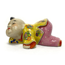 Antique Qing CHINESE PORCELAIN Baby Boy BUDDHA OPIUM PILLOW HEADREST Statue picture