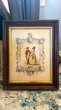Antique French Rococo Print #1 /Louis 16 Fashion Napoleon (15inx19in)Framed picture