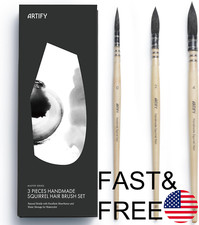 ARTIFY 3PCS Professional Natural Squirrel Hair Quill Watercolor Brushes#0,#2, #4 picture