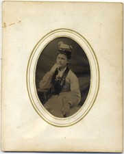 Victorian woman tintype with strange hat picture