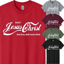 Enjoy Jesus Christ Christian faith Men's T-Shirt USA Religious Graphic Gift Tee  picture