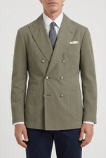 BRUNELLO CUCINELLI MEN'S OLIVE COTTON DOUBLE BREASTED BLAZER MSRP $4100 picture
