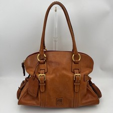 Dooney & Bourke Florentine Satchel Womens Tan Leather Tassel Handbag Boho Luxury picture