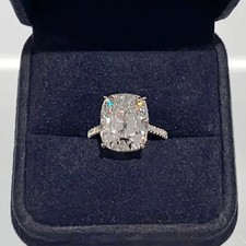 4CT Elongated Cushion Lab Grown Diamond Hidden Halo Engagement Ring in 14K Gold picture
