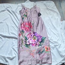 Express Women’s S Full Slip Satin Floral Lace Trim Adjustable Straps MSRP $128 picture