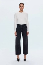 Pistola Women's Lexi Mid Rise Bowed Straight Jean Silver Screen picture