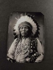 Sixth-Plate Native American Wild Horse Cousin Of Crazy Horse  Tintype C2445RP picture