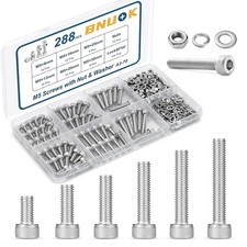 288 PCS M5 Screws Assortment Kit, 304 Stainless Steel M5 Bolts Kit, M5x 8/12/... picture