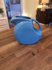 Vintage Fiestaware USA 67 Ounce Disk Jug Juice Pitcher Retired Color Peacock picture