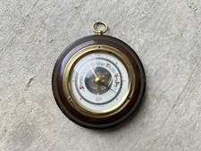 Vintage Barigo Aneroid Wall Barometer German Wood Brass Open Gear Weather picture