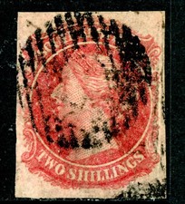 South Australia 1867 QV 2 Shilling Carmine SG #38v Imperf VFU H298 picture
