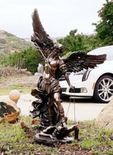 32 Inch Large St. Michael Archangel Cold Cast Bronze Statue for Church Home picture