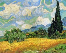 Wheat Field with Cypresses (1889) by Vincent Van Gogh vintage Art print picture