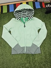 lululemon women scuba full zip hoodie size 6 mint green teal fleece jacket picture