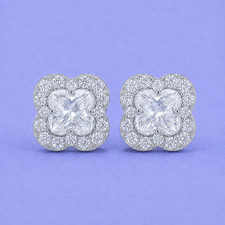 Moissanite Clover Earrings 6mm 1 CTW 925 Sterling Silver 14K Gold Finish picture