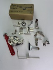 Vtg Greist Sewing Machine Attachments Low Shank Feet Ruffler Binder Quilt Hemmer picture