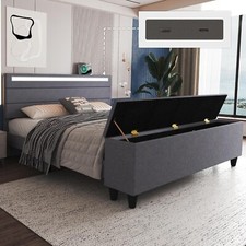 Full/Queen/Bed Frame with Storage/Upholstered Headboard with Charging Station picture