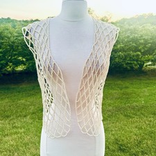 Vintage Capelli New York Beaded Faux Pearl Netting Vest Top / Body Jewelry (NWT) picture