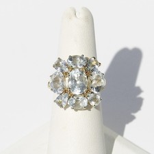 Antique Natural Aquamarine Large 'Regency' Cluster Ring, 6.5 Carats 10K Gold picture