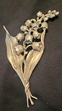 Large Vintage Sterling Silver Lily of the Valley Brooch 30g picture