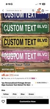 Personalized Vintage/Retro Distressed Metal Street Sign Wall Plaque Rectangle picture