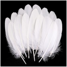 THARAHT 120pcs White Goose Feathers Natural Bulk 6-8 inch 6-8inch, picture