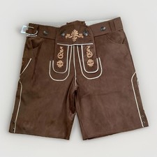 Adisno Men's Lederhosen Shorts Oktoberfest German Embroidered Brown Size 38 NWT picture