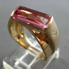 1.99CT DIAMOND & AAA PINK TOURMALINE & RUBY 14K ROSE GOLD SEMI BEZEL RING #28209 picture