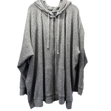 Torrid Womens Full Zipper Hoodie Size 6X Plus Solid Gray Knit Stretch Raglan picture