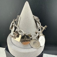 Vintage Monet Travel Charm Bracelet  Souvenir Silver Tone 6.5 picture