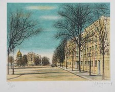 Jean CARZOU: Paris, Boulevard des Invalides, Original Lithograph Signed picture