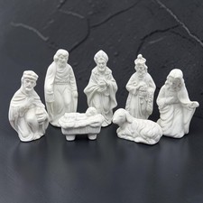 Vtg. Patmar’s Japan White Nativity Set 7 Pc Mary Joseph Wise Men Lamb -2