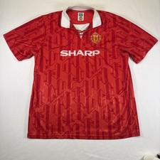 Manchester United 1992-1994 Score Draw Retro Home Soccer Jersey Size Men’s XXL picture