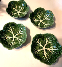 VTG Bordallo Pinheiro Green Cabbage Majolica 7” Salad Bowls~Set of four picture