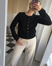 Magaschoni 100% Cashmere Black Button Cardigan Sweater S NWT picture