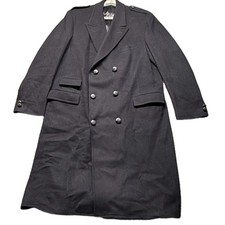 Vintage Austin Reed Wool Overcoat Men's 46L Navy Blue Double Breasted Coat USA picture