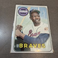 1969 Topps HANK AARON #100💥CLEAN BOLD COLOR💥SHARP VISUAL GLOSS🎉 RAZOR SHARP picture