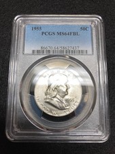 1955-P PCGS MS64 FBL Franklin Half | Blast White Surfaces | Strong Flashy Luster picture