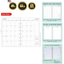 2026-2027 Monthly Planner Refill for 8-Discbound Notebook, Two Pages Per , Ju... picture