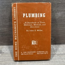 Vintage 1945 Plumbing John G Miller Handbook HC D Van Nostrand Orange DJ USA picture