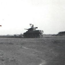 c1940s Military Armor Tank Signal Flag Crew Snapshot Photo WWII Field Maneuvers picture