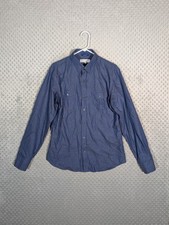 Teddy Stratford Dress Shirt Zip Men's Medium/Large (Size 3) Blue Casual LS picture