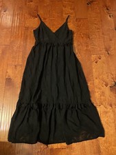Floral Eyelet Tiered Midi Black Medium Dress NWT $74 Francesca's Blue Rain picture